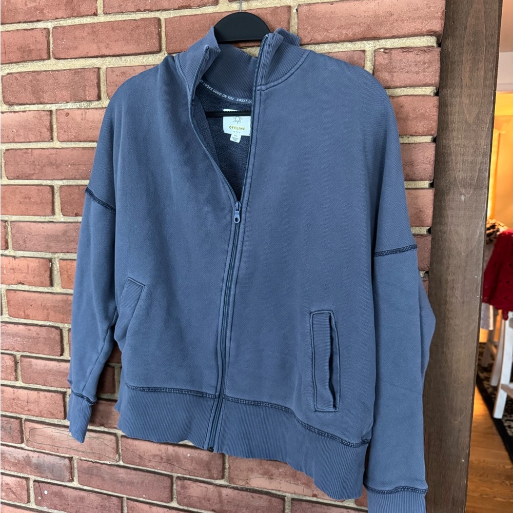 Aerie Offline Blue Zip-Up Jacket